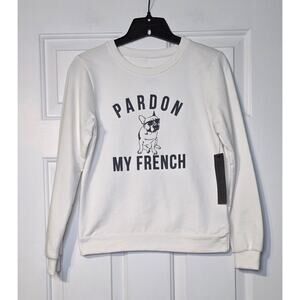 Prince Peter NWT Girls French Bulldog Top Size Large Gray "Pardon My French"
